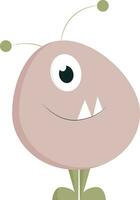 An oval-shaped cute-little pink monster vector or color illustration