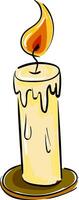 A half-melted candle vector or color illustration