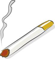 A grey lighted cigarette vector or color illustration