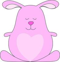 A beautiful pink-colored bunny with eyes closed vector or color illustration