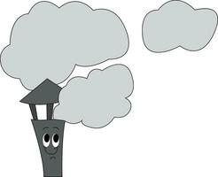 Smoke fumes passing through the chimney of a house vector or color illustration