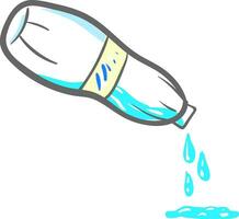 Water bottle tilted to pour out water vector or color illustration