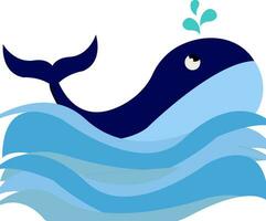 Clipart of a blue-colored whale swimming in the ocean vector or color illustration