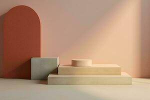 AI generated Minimal podium pedestal stage for product display photo