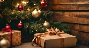 ai generato Natale regalo eleganza nel festivo ambiance video