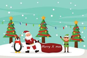 christmas card with santa claus vector