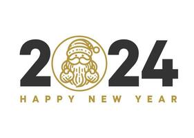 Papa Noel claus resumen dibujo contento nuevo año 2024 sencillo elegante saludo vector