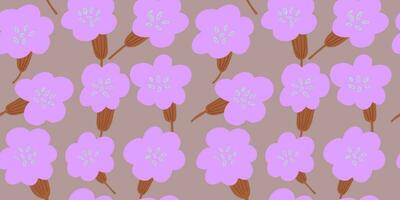 Simple vector seamless pattern with spring flowers on Grey background. Ditsy flowers pattern