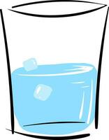 Simple vector illustration of a glass with water and ice cubes on white background