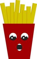 Red suprissed french fries box  vector illustration on white background