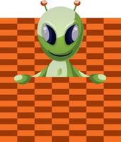 Alien in box, illustration, vector on white background.