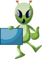 Alien with panel, illustration, vector on white background.