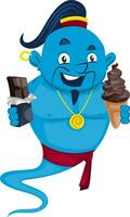 Genie with chocolate, illustration, vector on white background.