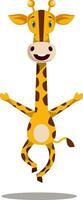 Jumping giraffe, illustration, vector on white background.