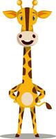 Giraffe standing, illustration, vector on white background.