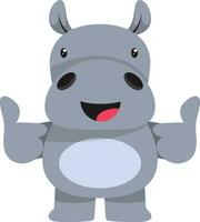 Strong hippo, illustration, vector on white background.