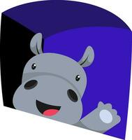 Hippo waving, illustration, vector on white background.