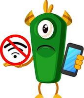 Monster with no wifi signal, illustration, vector on white background.