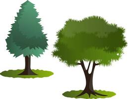 Couple of green trees vector illustration on white background