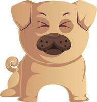 Funny pug, illustration, vector on white background.