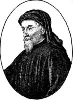 Geoffrey Chaucer, vintage illustration vector