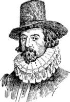 Lord Francis Bacon, vintage illustration vector