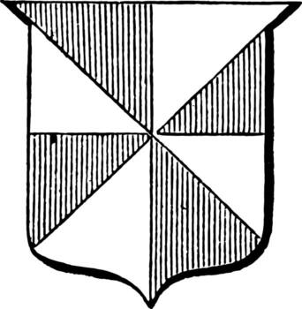 Gyronny are dividend into a number of triangular parts of two different tinctures, vintage engraving. vector