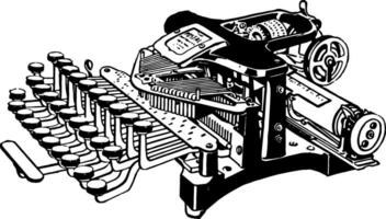 Open Typewriter, vintage illustration. vector