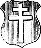 Cross Patriarchal is a variant of the Christian cross, vintage engraving. vector