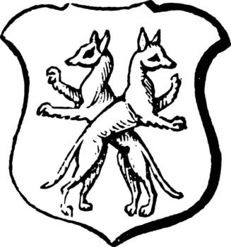 Foxes Counter Salient have two foxes in this pattern, vintage engraving. vector