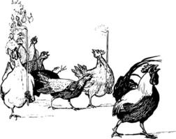 Reynard the Fox Chanticleer's Complaint, vintage illustration vector