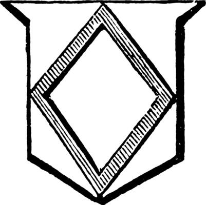 Mascle is an open lozenge-shaped figure, vintage engraving.