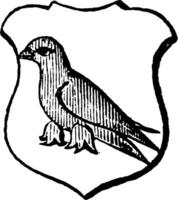 Martlet is an imaginary bird said to be without legs, vintage engraving. vector