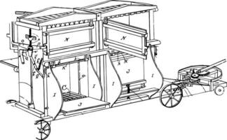 Baling Press Machine, vintage illustration. vector