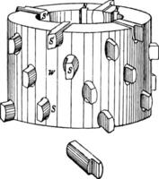 Sectional Milling Cutters with Inserted Teeth Tool, vintage illustration. vector