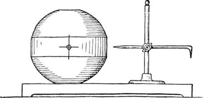 Metal Centrifugal Governor Ball Height Gage, vintage illustration. vector