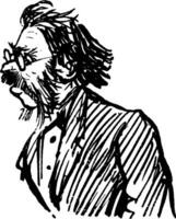 Man with Glasses Profile, vintage illustration vector