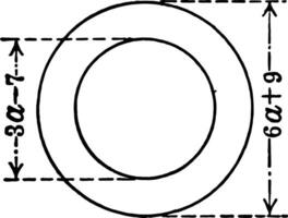 Ring Made of Circles With Diameters 3a-7 and 6a9 vintage illustration. vector