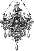 Pendant of Benvenuto Cellini vintage engraving vector