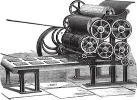 Biscuit Hardtack making machine vintage engraving vector