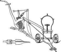 Map of plow and part of September to the Walloon plow, called Harna, vintage engraving. vector