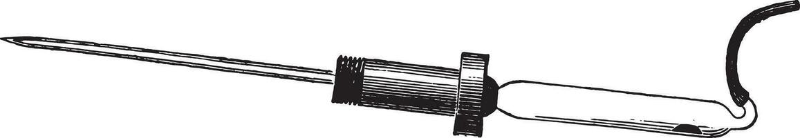 Gas tank and capillary tube available for filling, vintage engraving. vector