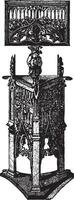 Carved wooden pulpit XV century, vintage engraving. vector