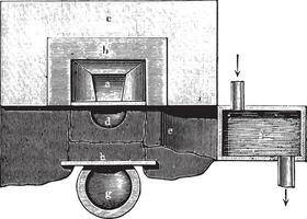 Oven handle plan, vintage engraving. vector