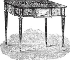 Work table, Louis XVI style Louvre, vintage engraving. vector