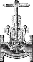 Globe valve sectional view, vintage engraving. vector