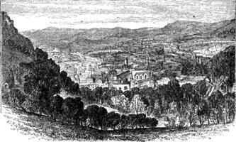 The City of Bath, Somerset, England, vintage engraving. vector