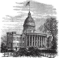 Wisconsin State Capitol in Madison US vintage engraving vector