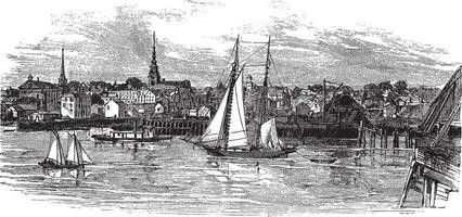 Newburyport in Massachusetts, USA, vintage engraved illustration vector