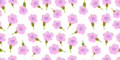 Simple vector seamless pattern with spring flowers on white. Ditsy flowers pattern